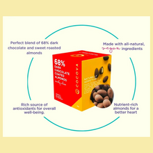 Load image into Gallery viewer, COCOVA Wacky Almonds 68% Dark Chocolate Coated Almonds