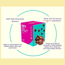 Load image into Gallery viewer, COCOVA Curious 68% Dark Chocolate Buttons
