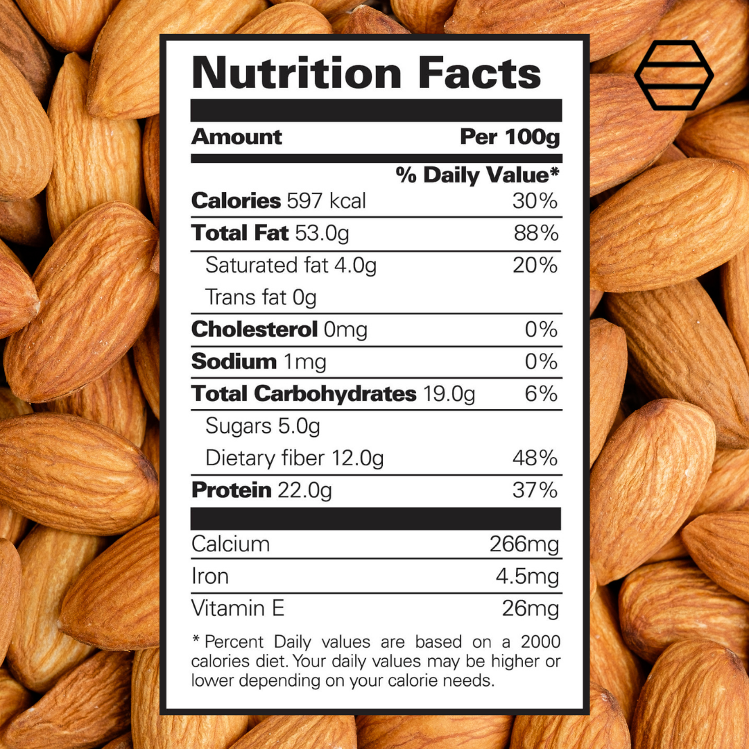 Natural Raw Whole Almond (100g) Thehiveecostore